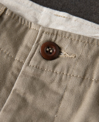 button detail of 1950s US Army Officer Chino Trousers