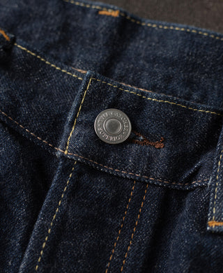 button detail of 1955 Classic Biker Selvedge Denim Jeans