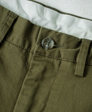 button detail of Casual Stretch Cotton-Blend Tapered Pants in Olive