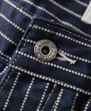 button detail of Indigo Wabash Stripe Work Trousers