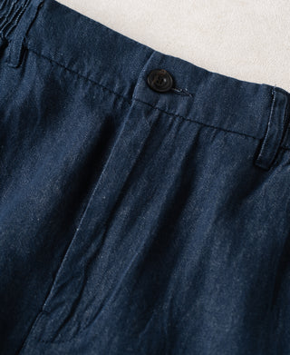 Button Detail of Tapered Hemp-Cotton Blend Pants