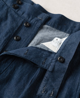 Button Fly detail of Relaxed Double-Pleated Hemp-Cotton Shorts