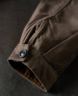 buttoned barrel cuff of A-2 Moleskin Bomber Jacket