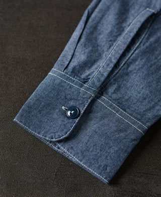 buttoned barrel cuff of Military Chambray Workshirt