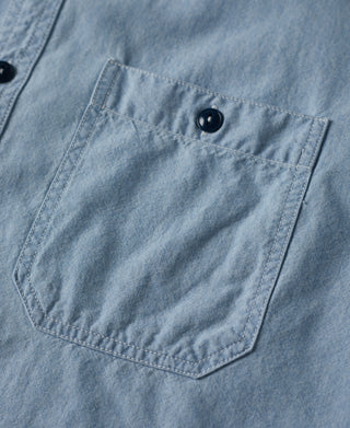 buttoned chest pocket of Military Wash Chambray Workshirt