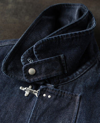 buttoned collar of Denim Fireman's Jacket