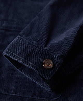 buttoned cuff of 1940s French Indigo Corduroy Chore Coat