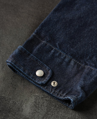 buttoned cuff of Denim Fireman's Jacket