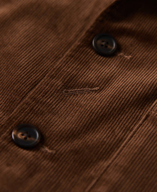 buttoned placket of 1940s French Corduroy Chore Coat