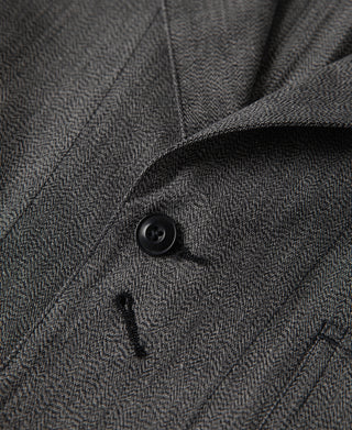 buttoned placket of Black Chambray Work Jacket