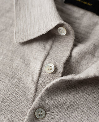 buttons of Lightweight Slub Cotton Knit Polo