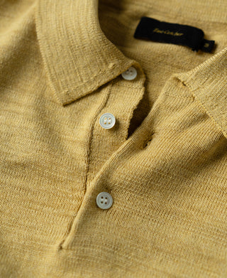 buttons of Slub Cotton Long Sleeve Knit Polo