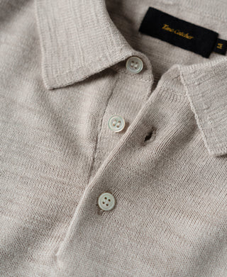 buttons of Slub Cotton Long Sleeve Knit Polo