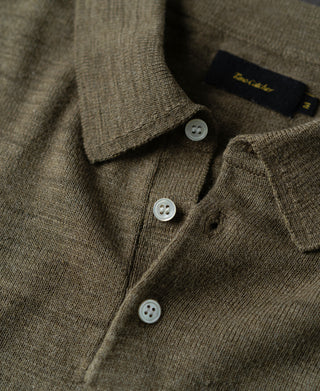 buttons of Slub Cotton Long Sleeve Knit Polo