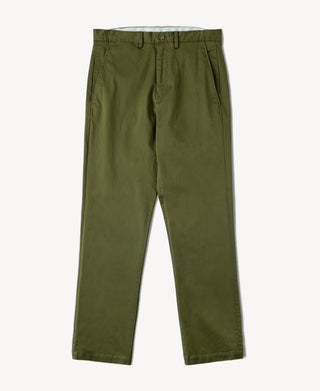 Casual Stretch Cotton-Blend Tapered Pants in Olive