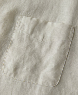 chest patch pocket of 1950s Italian Collar Linen Shirt