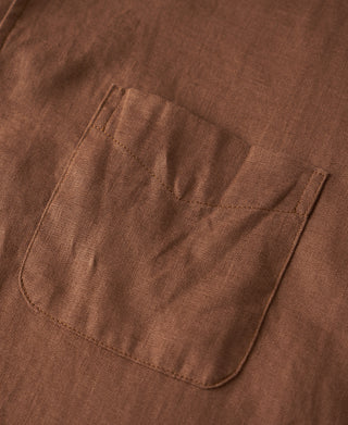 chest patch pocket of 1950s Italian Collar Linen Shirt