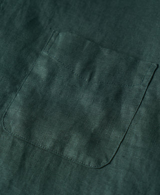 chest patch pocket of 1950s Italian Collar Linen Shirt