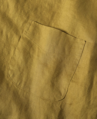chest patch pocket of 1950s Italian Collar Linen Shirt