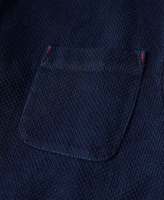 chest patch pocket of French Indigo-Dyed Sashiko Work Jacket