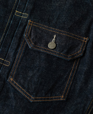 chest pocket detail of 1950s Type 2 Selvedge Denim Jacket
