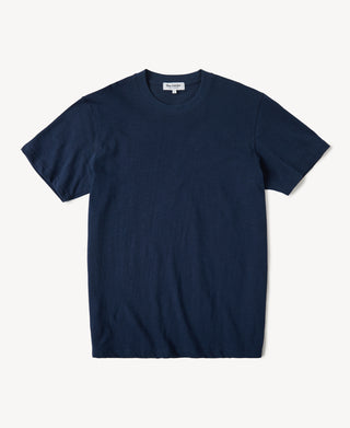 Classic Fit Loopwheel Slub Cotton T-Shirt in Navy