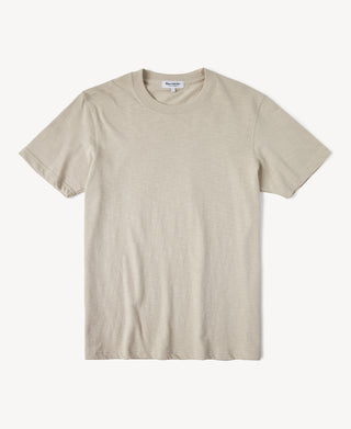 Classic Fit Loopwheel Slub Cotton T-Shirt in Oatmeal