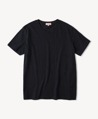 Classic Fit V-Neck Tubular Cotton T-Shirt in Black