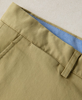 coin pocket of Casual Stretch Cotton-Blend Tapered Pants in Khaki