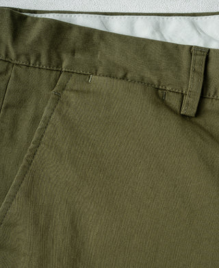 coin pocket of Casual Stretch Cotton-Blend Tapered Pants in Olive