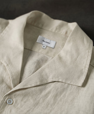 collar detail of 1950s Italian Collar Linen Short Sleeve Shirt