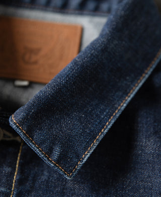 collar detail of 1950s Type 2 Selvedge Denim Jacket