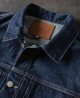 collar detail of 1950s Type 2 Selvedge Denim Jacket