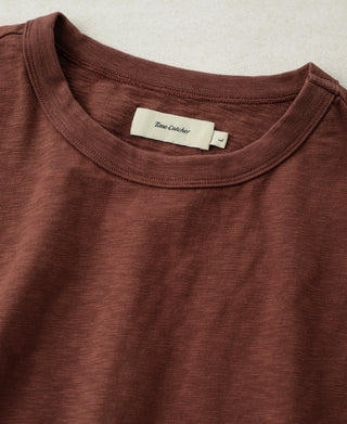 Collar Detail of Vintage Slub Cotton Cap Sleeve T-Shirt