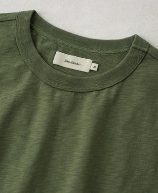 Collar Detail of Vintage Slub Cotton Cap Sleeve T-Shirt