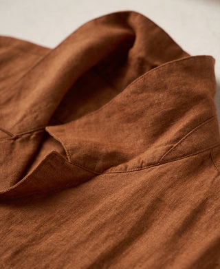 Collar Detail of Yarn-dyed Linen Camp-Collar Shirt