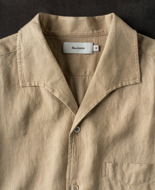 collar of 1950s Italian Collar Linen Short Sleeve Shirt