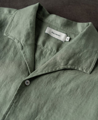 collar of 1950s Italian Collar Linen Short Sleeve Shirt