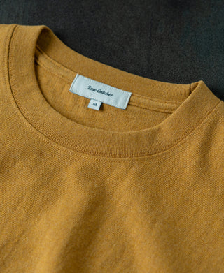 Crewneck of Regular Fit Heavyweight Tubular Jersey T-Shirt in Mustard