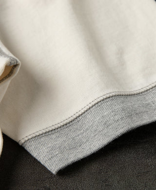 Heavyweight cotton henley shirt, ribbed short-sleeve hem in heather gray
