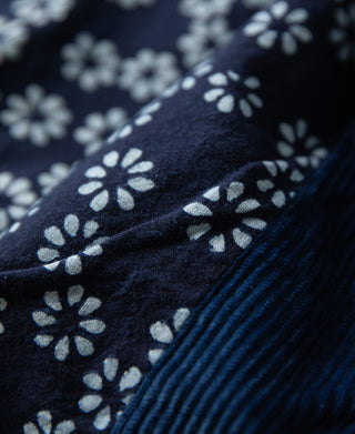 discharge printing lining detail of French Indigo-Dyed Corduroy Work Jacket