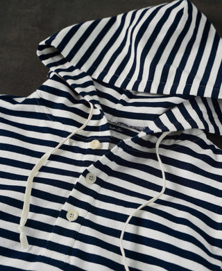drawstring hood of Classic Fit Breton Stripe Cotton Jersey Hoodie