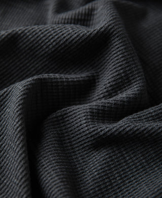 fabric texture of Honeycomb Waffle Knit Henley Long Sleeve T-Shirt