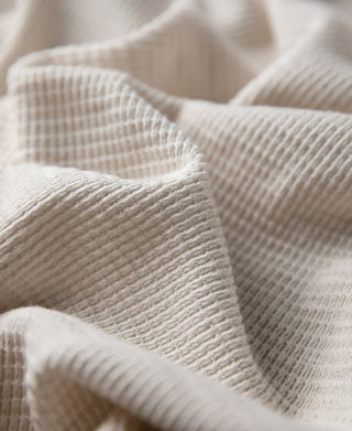 fabric texture of Honeycomb Waffle Knit Henley Long Sleeve T-Shirt