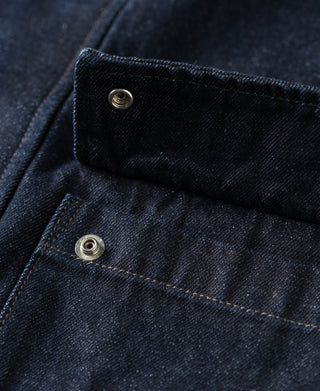 flap pocket detail of Denim Fireman's Jacket