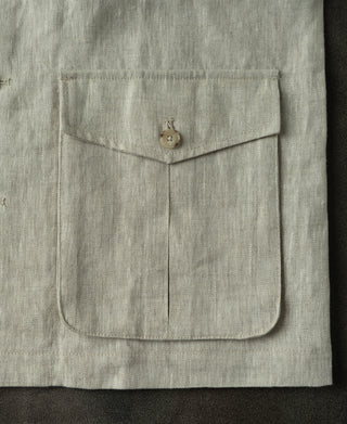 flapped pocket of Linen Safari Jacket