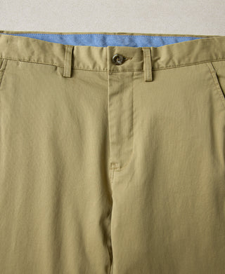 front detail of Casual Stretch Cotton-Blend Tapered Pants in Khaki