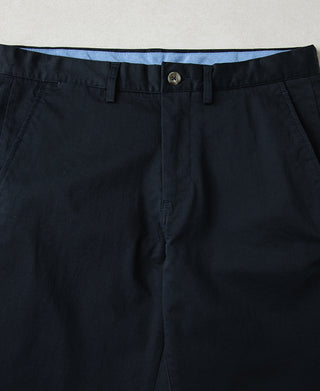 front detail of Casual Stretch Cotton-Blend Tapered Pants in Navy