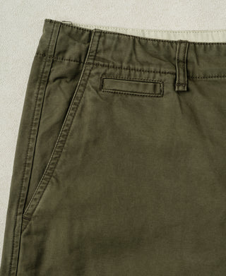 front pockets of 1930s Washed Officer Chino Shorts
