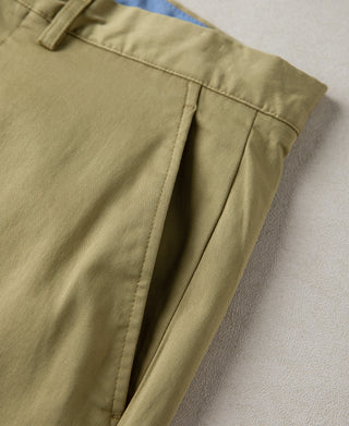 front side pocket of Casual Stretch Cotton-Blend Tapered Pants in Khaki